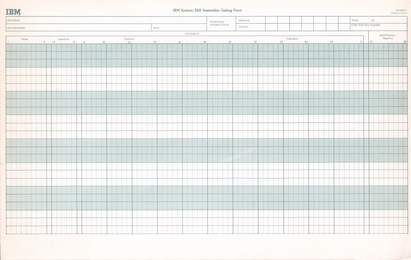 IBM System/360 Assembler Coding Form