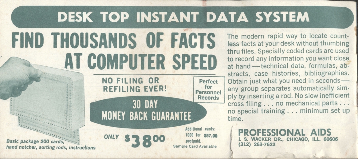 Desk Top Instant Data System Advertisement
