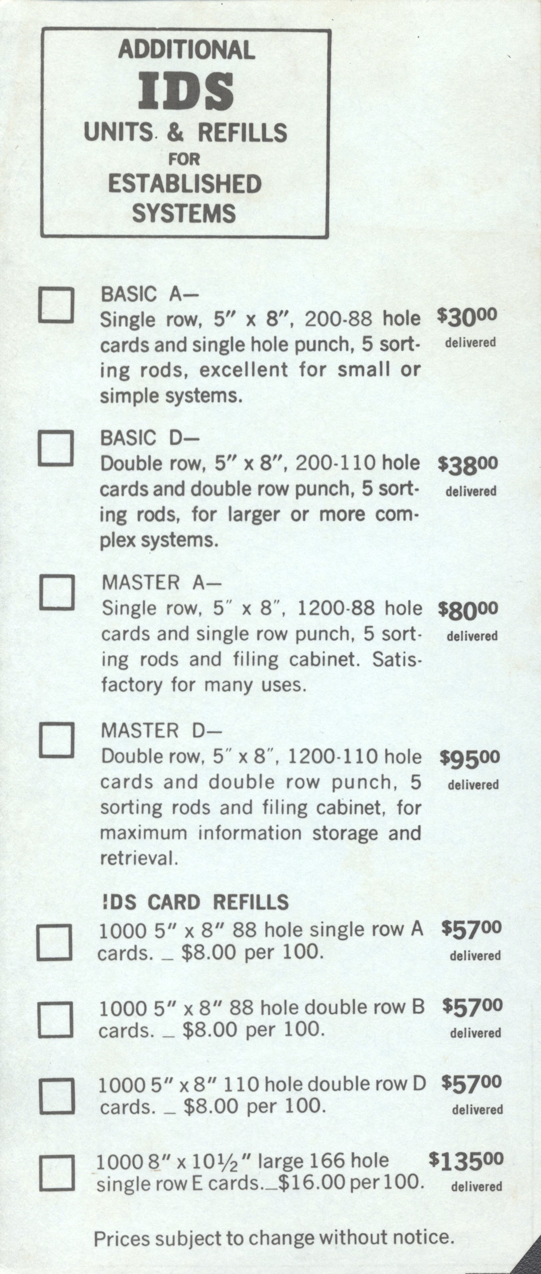 Reverse side - Additional products