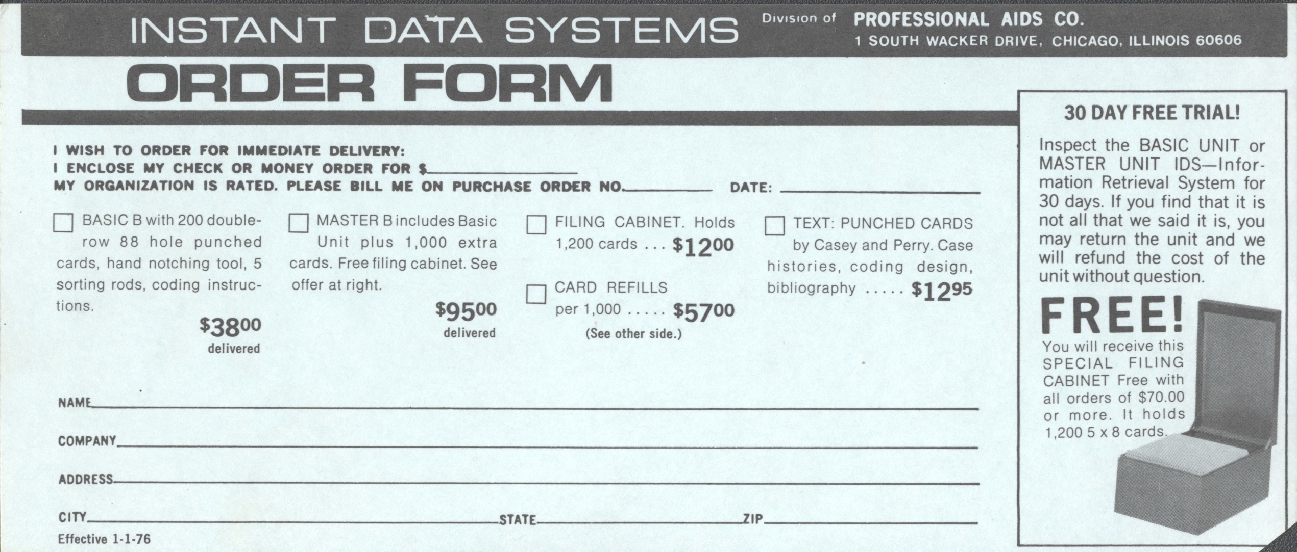 Front side - Order Form