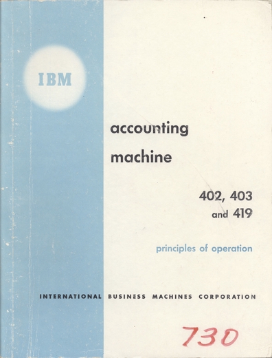 Principles of Operation - IBM Accounting Machine 402, 403, and 419